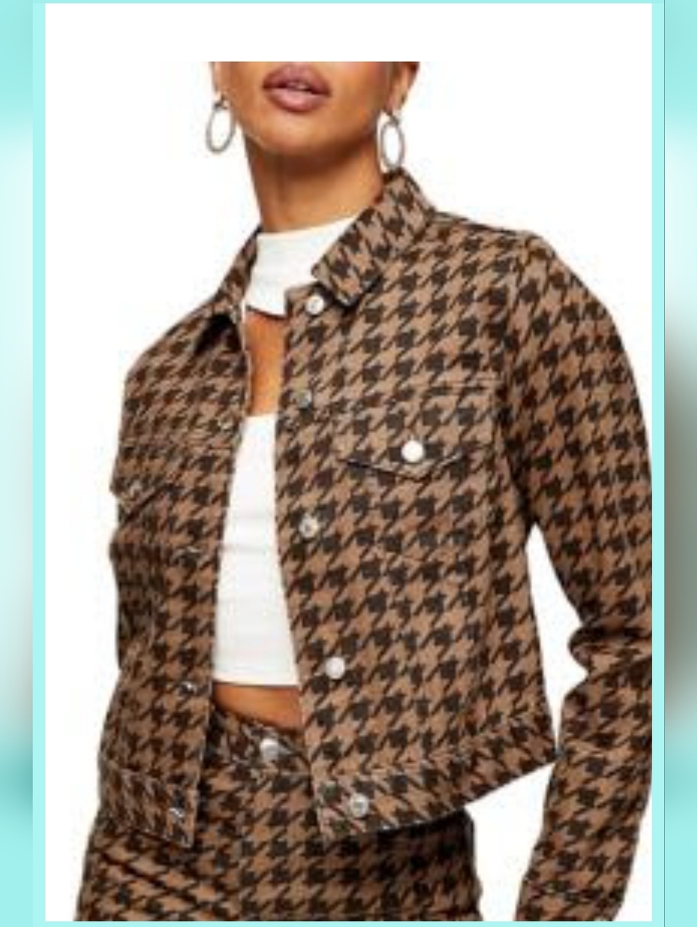 Topshop Houndstooth Denim Jacket Labelled US8 fits US6-US8